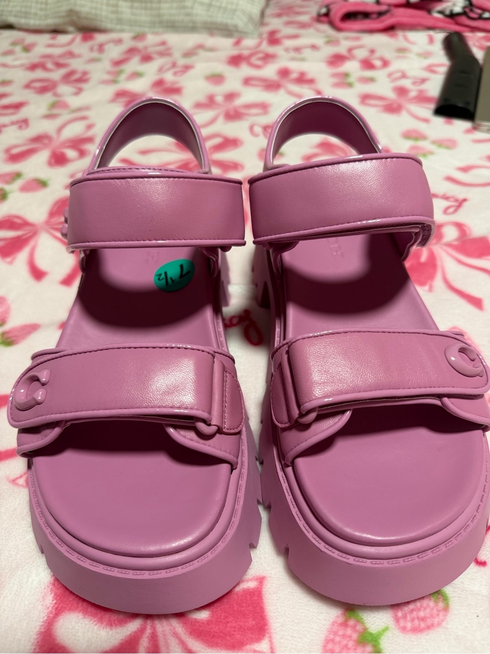 Coach Chunky Pink Platform Strap Sandals - Picture 7 of 7
